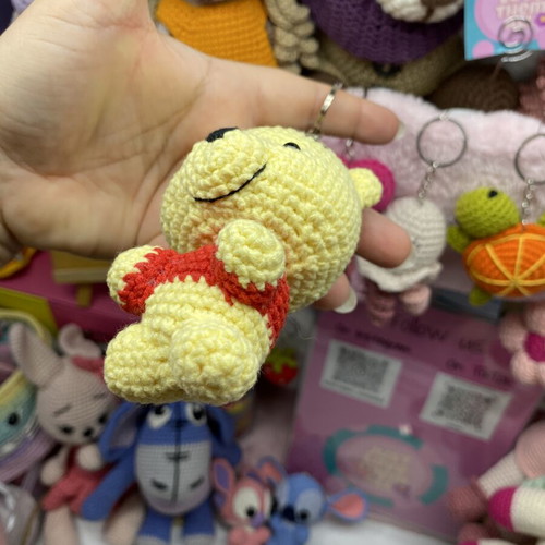 Winnie the Pooh Crochet Keychain New, Yellow