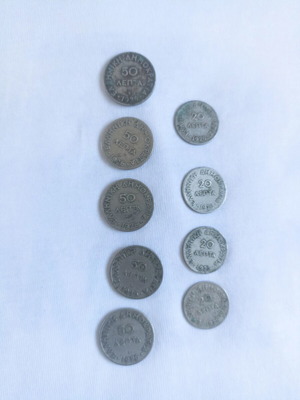 Set of 9 coins 1926 used, 5x50 and 4x20 lepta