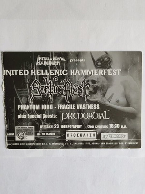 Septic Flesh+Primordial ticket used, concert 23/2/2003