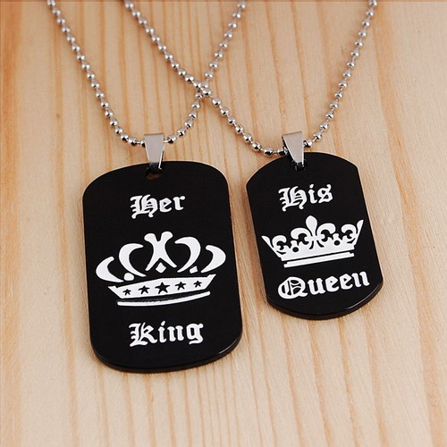 King & Queen stainless steel pendant set new