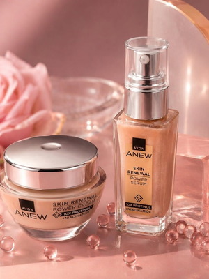 Avon Anew Skin Renewal Power комплект с крем за лице и серум