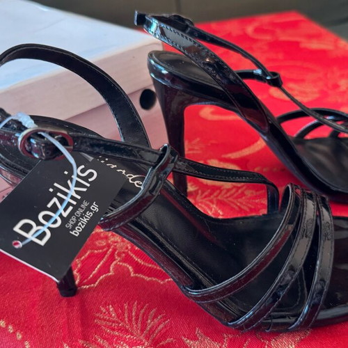 Bozikis shoes black shiny pumps size 38 new heel 11 cm