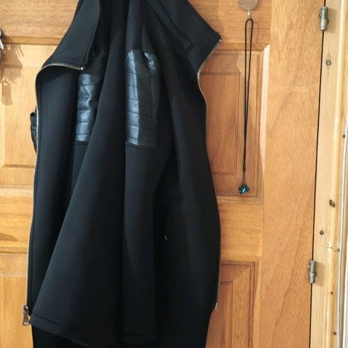 Men’s Avant-Garde Long Zip-Up Coat used, black, size S