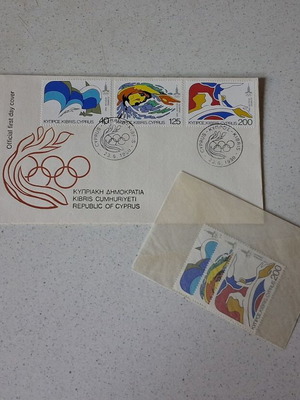 First Day Cover and Mint Stamps Set Moscow Olympics Cyprus 1980