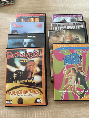 DVD pack of 8 movies including Fat Boy Slim Big Beach Boutique II and Austin Powers