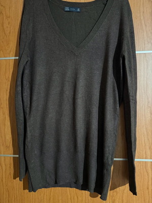Zara long knitted blouse used, dark brown, size L