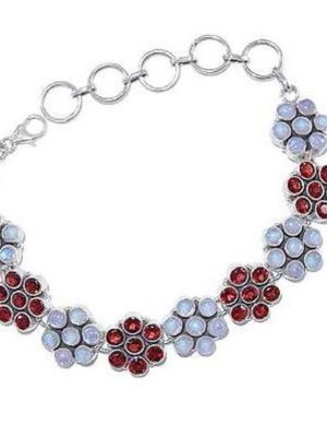 925 Ασημένιο Βραχιόλι Καινούργιο Με Moonstone Και Γρανάτες