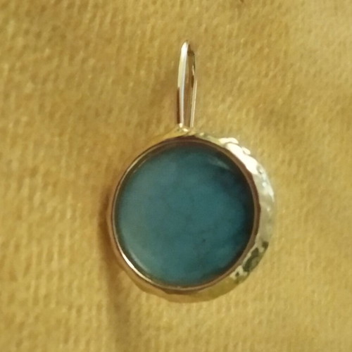 Metal earrings new with turquoise stone