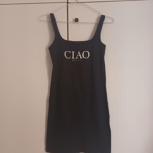 TALLY WEIJL mini dress with CIAO BELLA print, black