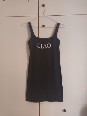 TALLY WEIJL mini dress with CIAO BELLA print, black