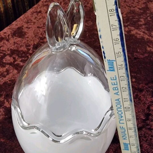 Glass decorative egg new, 20cm, 2 pcs body and lid