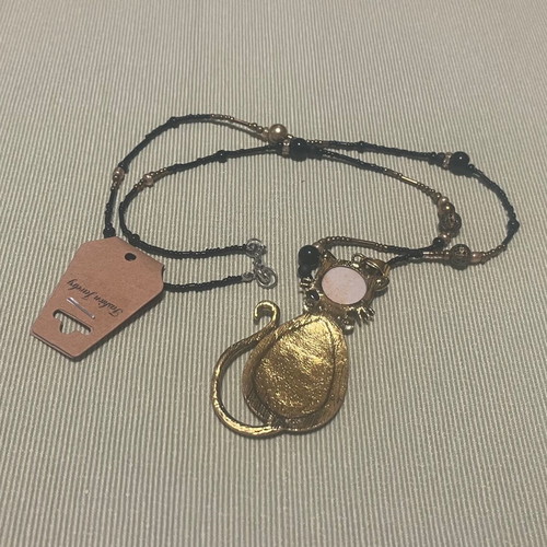 Pendant necklace new, bronze, 70cm length, black and gold