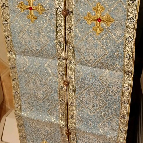 Priestly epitrachelion like new, blue with gold, height 1.53 m