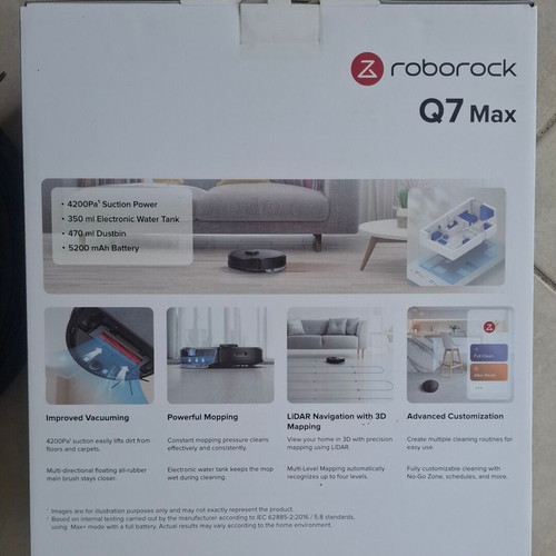 Roborock Q7 Max robot vacuum like new, 4200 Pa suction, 3-hour autonomy