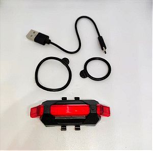Επαναφορτιζομενο Κοκκινο Φως Ποδηλατου - USB