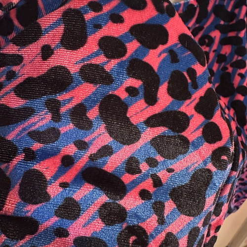 Velvet blouse Mallory The Label size L like new, blue and pink