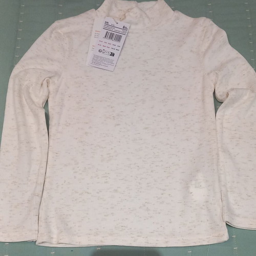 Orchestra girls' t-shirt new, white and beige, size 116 cm