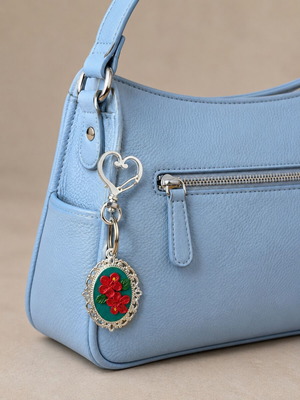 Hibiscus portrait bag accessory key chain handmade, like new