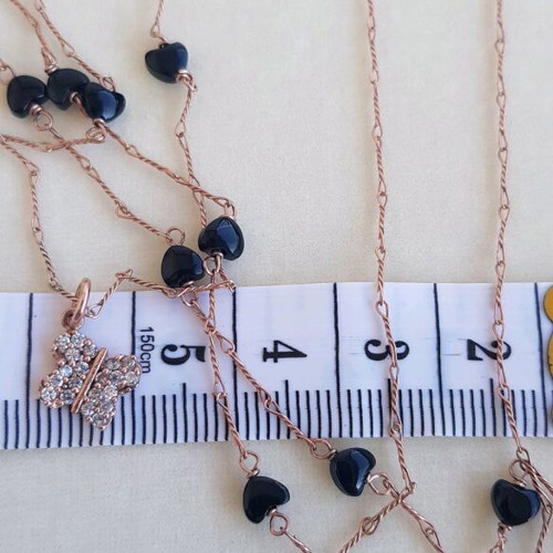 Silver 925 necklace rose gold plated used, length 78 cm