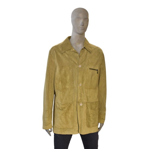Gianfranco Ferré GFF vintage suede leather safari shacket jacket XL used, yellow