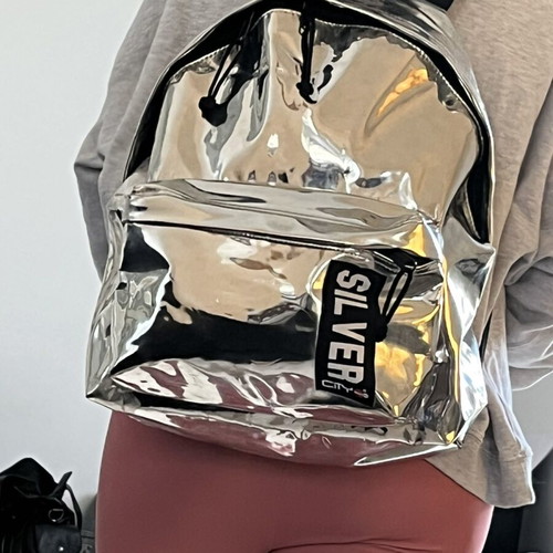 City Mirror Effect Backpack like new, silver by Lyc Sac