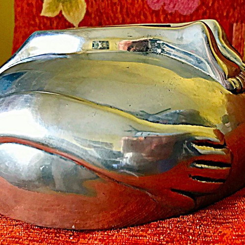 Famous Carrol Boyes Design Iconic Gotcha large Bowl polished aluminium ceramic coating.
