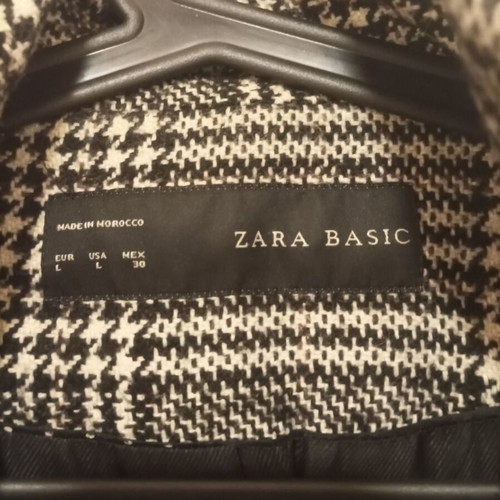 Zara checked women's coat used white black grey size L