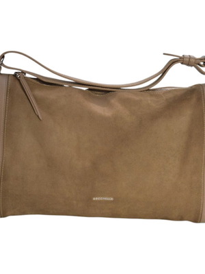 Coccinelle shoulder bag used suede and leather beige