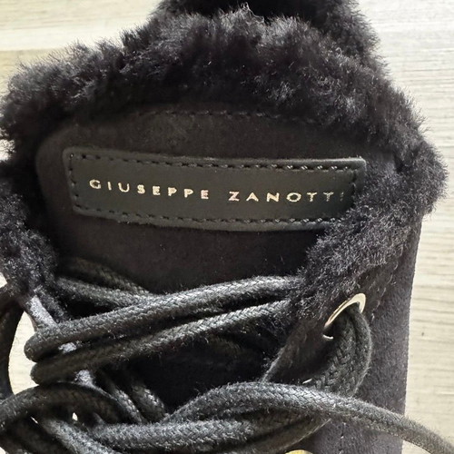 Giuseppe Zanotti Shearling Fur Navy Trainers New