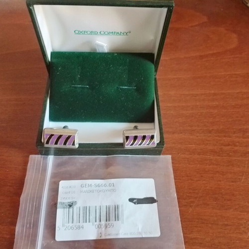 Oxford Company cufflinks like new, black and purple