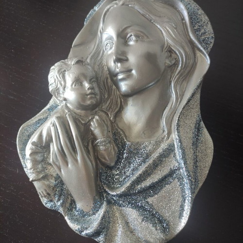Icon of Virgin Mary with Christ in plaster, like new