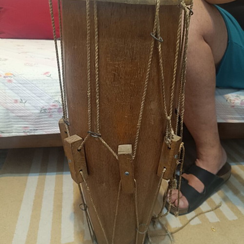 Traditional wooden drum conga handmade used with natural leather skin