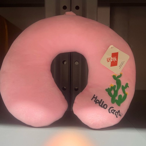 Pink U-Shaped Travel Pillow Winning Star new with cactus embroidery