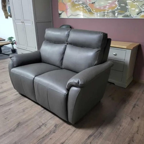 Gray leather two-seater sofa new, 100% genuine leather