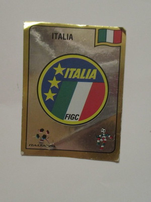 Panini Italia 90 No. 38 sticker used, Italy flag