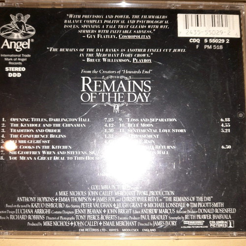Remains Of The Day Soundtrack CD used