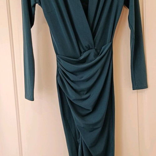 Drape dress cypress with slit like new, size S Asos