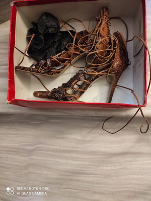 Sante leather sandals new brown, 10cm heel, size 40