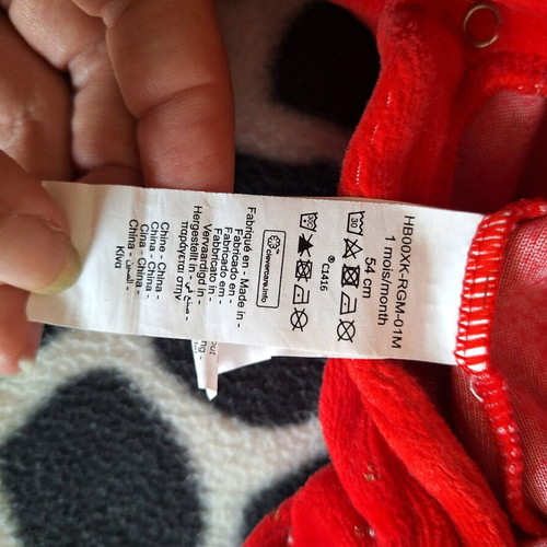 Red velour baby romper like new with deer design