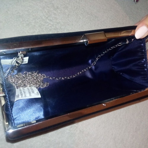 Clutch bag new, blue and silver