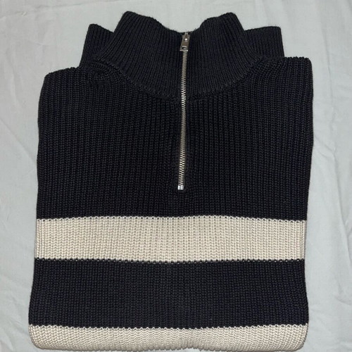 Zara half-zip sweater, black and white, size L