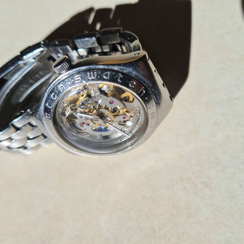 Swatch Irony Body & Soul YAS100G wristwatch used, silver color