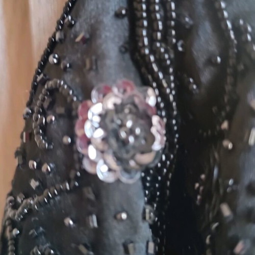 Women's bag like new, black with beads and sequins