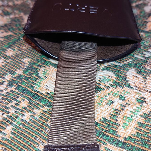 Vertu leather pouch like new, embossed logo, dark brown