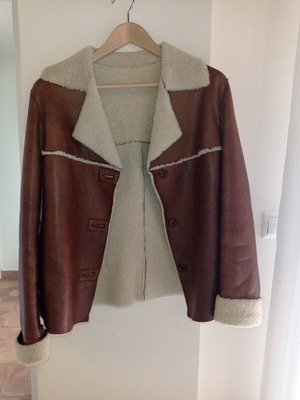Handmade genuine leather women's aviator shearling jacket like new, medium
