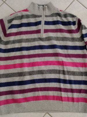 Men's striped wool sweater XL like new, grey and blue