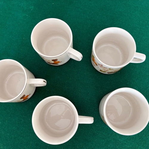 Porcelain cups set of 5 with floral decoration, like new
