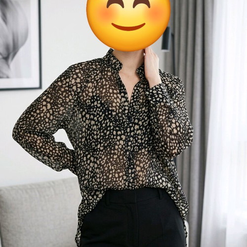 Forever 21 Shirt blouse oversized size M used, black and beige