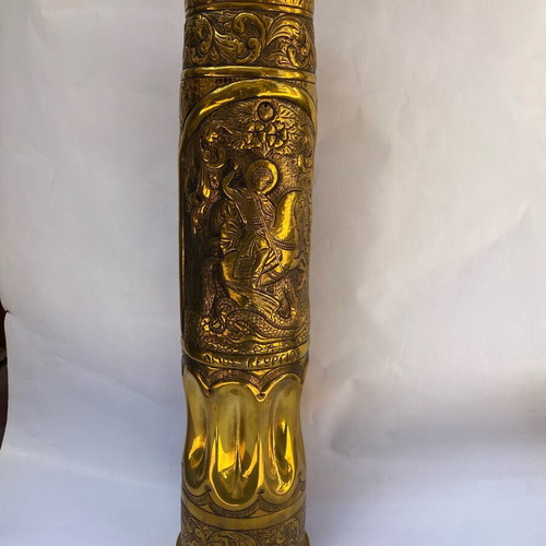 Carved chalice new with Virgin Mary, Jesus and Saint George