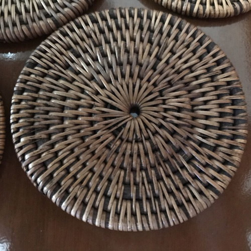 Rattan coasters set of 6 handmade like new